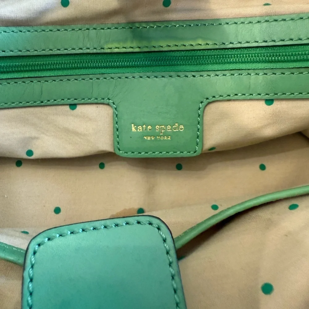 Vintage Kate Spade Cream and Green Patterned Tote|Luxury Vintage Bags| Y2K